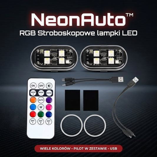 NeonAuto™ - RGB Stroboskopowe lampki LED z pilotem i USB
